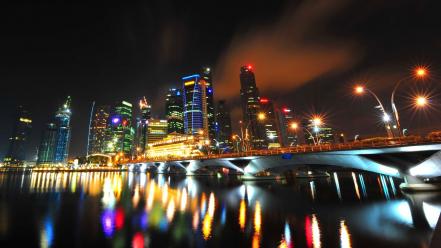 Light cityscapes singapore wallpaper