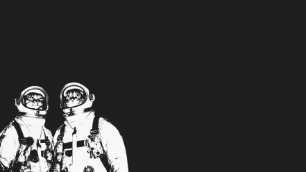 Minimalistic cats space suit simple background wallpaper