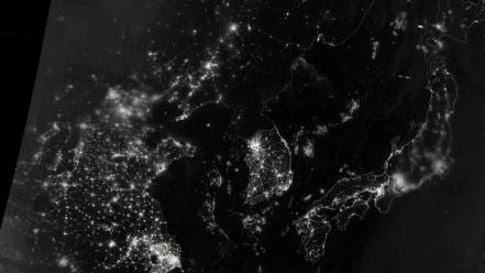 Outer space lights korean korea air nights continent wallpaper
