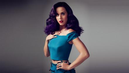 Perry purple hair blue dress simple background wallpaper