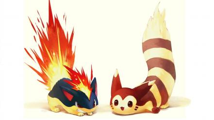 Pokemon fire artwork typhlosion quilava wallpaper