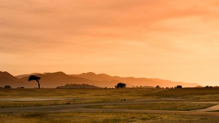 Sunset landscapes nature fields hills usa california wallpaper
