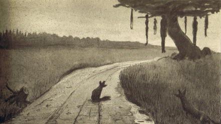 Creepy hanging artwork drawings alfred kubin wallpaper