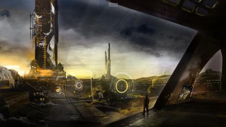Futuristic fantasy art digital science fiction wallpaper