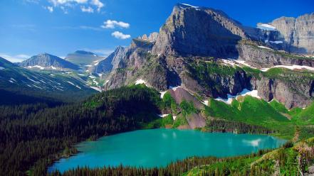 Glacier lakes emerald light blue national park wallpaper
