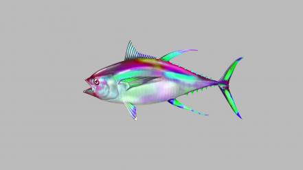 Gray fish psychedelic trippy colors wallpaper