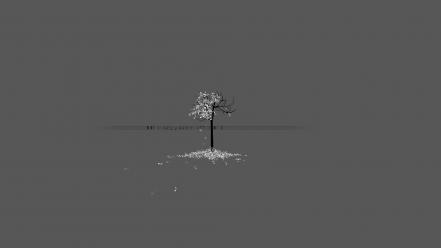 Minimalistic trees musical gray background wallpaper