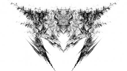 White rorschach apophysis test symmetric fractal inkblot wallpaper