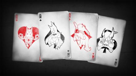 Bunnies cards batman superman wolverine superheroes heroes wallpaper