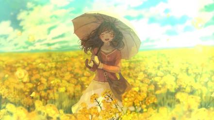 Clouds dress flowers yellow pon cielo sky wallpaper