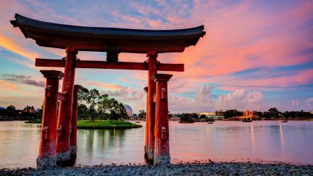 Epcot disneyland torii lakes culture japanese architecture wallpaper