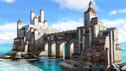 Fantasy art castle sea wallpaper