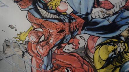 Spider-man wolverine drawings spider-woman hulk wallpaper