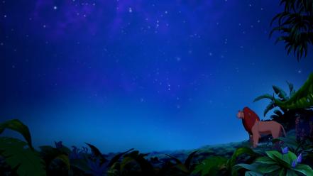 Animated movies the lion king jungle night sky wallpaper