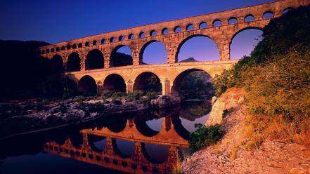 Arch france gard pont du aqueduct wallpaper