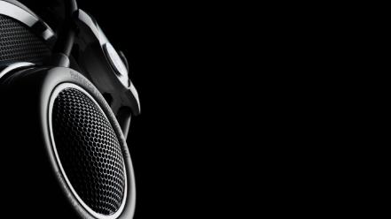 Black and white headphones macro music wallpaper