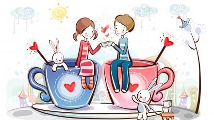 Cute love cartoons wallpaper