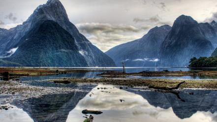 National park new zealand clouds fjord forests wallpaper