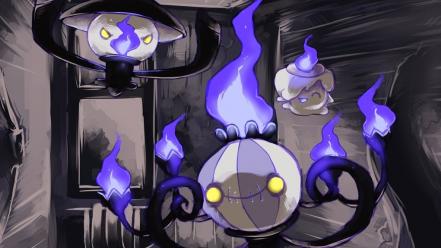 Nintendo pokemon video games artwork haunted house chandelure wallpaper