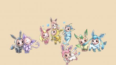 Pokemon flareon eevee vaporeon jolteon eeveelutions leafeon wallpaper