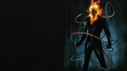 Skulls fire ghost rider fantasy art chains wallpaper