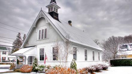 Winter architecture church hdr photography wallpaper