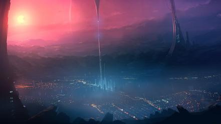 Crater real cities speed painting wallpaper