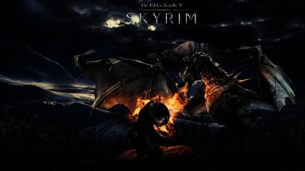 Dragons fire the elder scrolls v: skyrim wallpaper