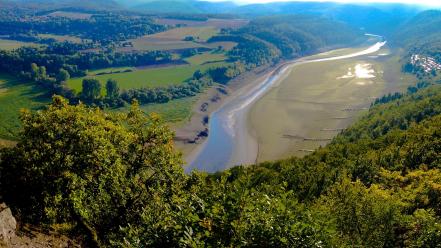 Edersee germany fields forests green wallpaper