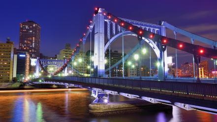 Japan tokyo cityscapes night bridges asia capital cities wallpaper