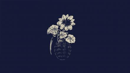 Minimalistic flowers grenades artwork simplistic simple background wallpaper