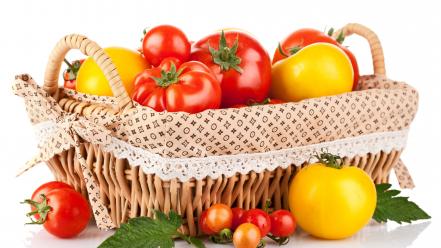 Baskets tomatoes vegetables wallpaper
