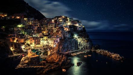 Cinque terre bay night wallpaper