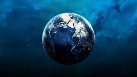 Earth in blue space wallpaper