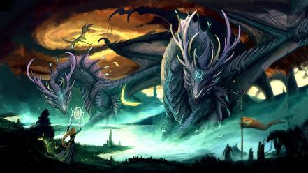 Fantastic creatures digital art dragons fantasy wallpaper