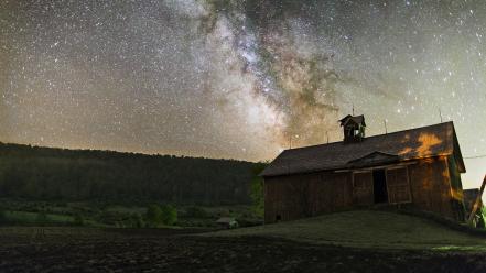 Houses milky way cabin wallpaper