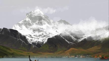 Mountains fantasy art digital artwork concept wallpaper