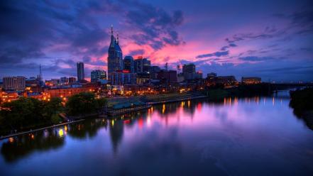River city twilight sunset wallpaper