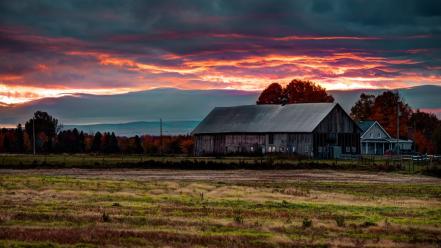 Sunset landscapes nature villages wallpaper