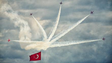 Turkish air force forces flag flight skies wallpaper