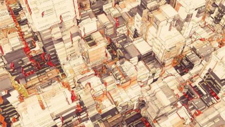 Abstract cityscapes buildings digital art artwork atelier olschinsky wallpaper