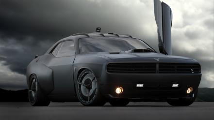 Black dodge challenger muscle car tunning paint wallpaper