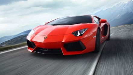 Cars orange lamborghini aventador speed wallpaper