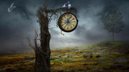 Clocks creative design digital art fantasy wallpaper