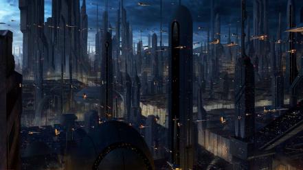 Coruscant star wars artwork buildings cityscapes wallpaper