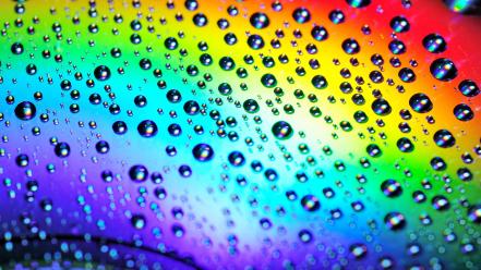 Disc multicolor rainbows reflections water drops wallpaper