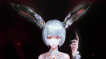 Fantasy art red eyes artwork long ears wallpaper