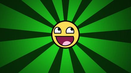 Green vector funny smiley face awesome wallpaper