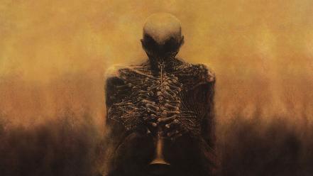 Horns zdzislaw beksinski surreal art wallpaper