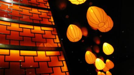 Lights night orange oriental wallpaper